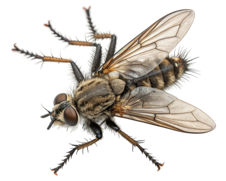 Top view of a hairy fly, macro shot