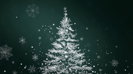 A beautifully detailed illustration of a Christmas tree adorned with delicate snowflakes. A festive, magical scene, ideal for holiday-themed projects.