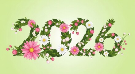 2026 Floral Numbers Design, New year, Flowers, Blossoms