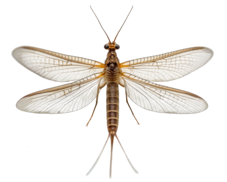 Mayfly, studio shot, top view of the insect