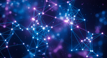 Abstract network background with glowing nodes and lines, interconnected system
