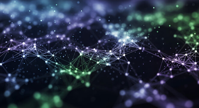 Abstract network background with connecting dots and lines in dark space