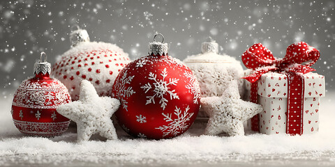 christmas bauble decoration with snowflakes stars and gift vector illustration EPS10