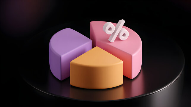 3d pie chart visualizing data analysis and financial statistics