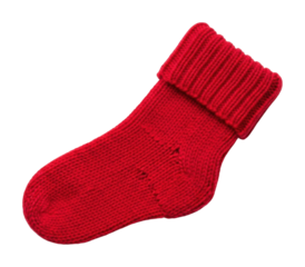 Cozy red sock home product isolated on transparent background
