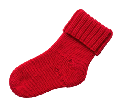 Cozy red sock home product isolated on transparent background