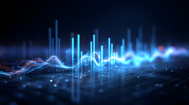 Digital data wave analyzing technology network background