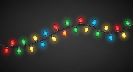 Festive String Lights on Dark Background, Holiday, Celebration, Christmas