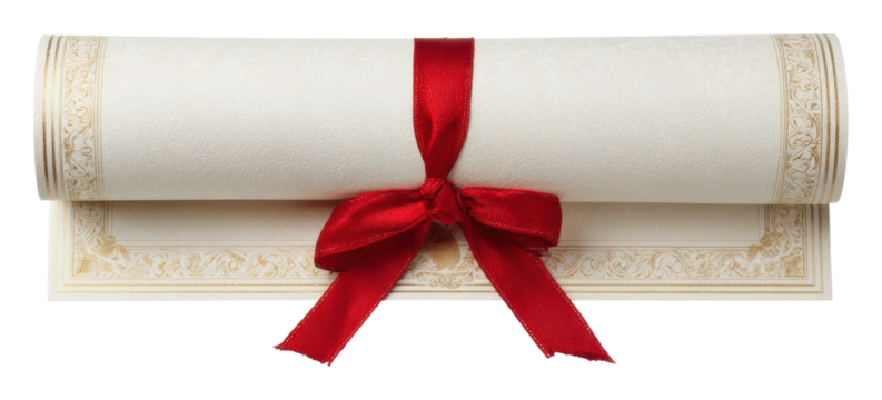 Graduation ceremony diploma roll academic event celebratory isolated on transparent background