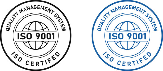 Iso 9001 certified quality management system vector illustration