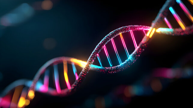 Dna helix structure revealing molecular biology and genetics coding - Powered by Adobe