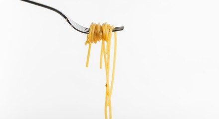 Spaghetti on a Fork Against White Background, Pasta, Food, Italian food