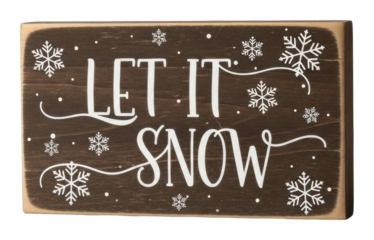 Snowy winter let it snow sign home wall aesthetic isolated on transparent background