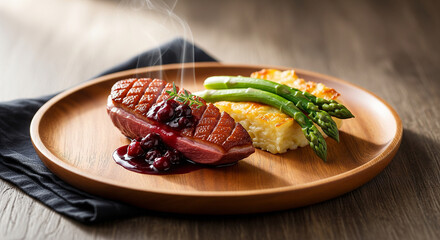 grilled beef steak with vegetables