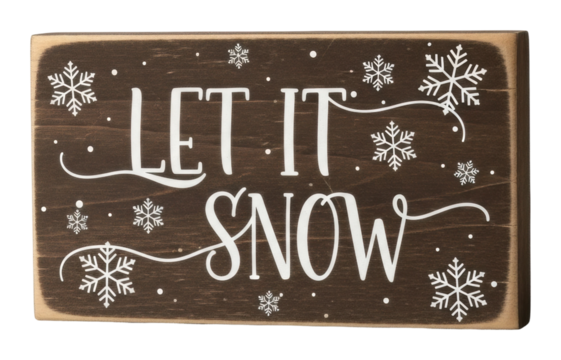 Snowy winter let it snow sign home wall aesthetic isolated on transparent background