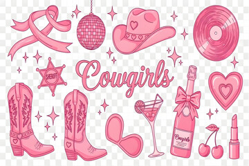 Cowgirl western party elements set