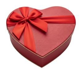 Gift-wrapped heart shaped box for special occasions isolated on transparent background
