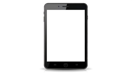 Smartphone with a blank white screen isolated against a plain white background with a reflection