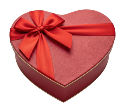 Gift-wrapped heart shaped box for special occasions isolated on transparent background