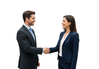 Professional businesspeople exchanging handshakes in a formal agreement isolated on transparent background