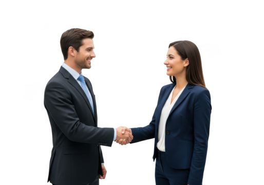 Professional businesspeople exchanging handshakes in a formal agreement isolated on transparent background