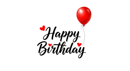 Red balloon with floating hearts isolated on transparent background