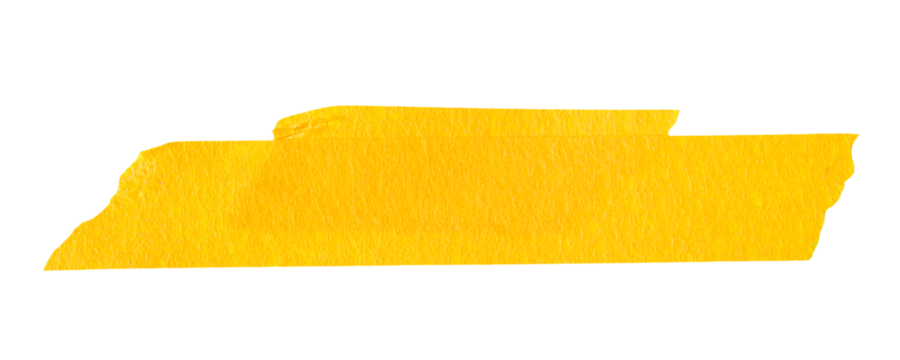 Ripped torn paper adhesive yellow masking tape on transparent background