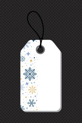 Gift winter tag. Snowflakes gift tag. Gift tag with snowflakes pattern. Sale promotion and gift card. Vector illustration