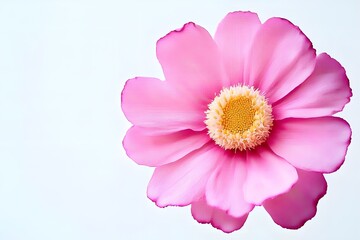 A picture of a pink flower on a white empty background