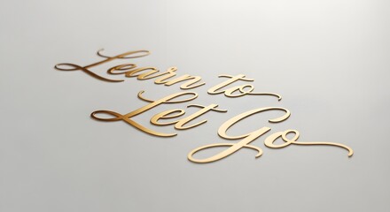 Elegant golden cursive lettering on a white background displaying the inspirational phrase 'Learn to Let Go' in a stylish and motivational design
