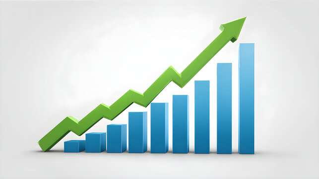 Bar graph showing business growth and success concept