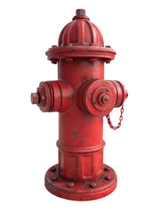 Fototapeta premium Classic Red Fire Hydrant Close-up Front View Isolated on White