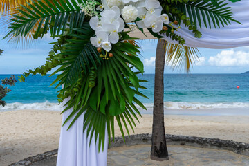 Every petal and fold tells a story of love. Orchids and silk dancing together in the Caribbean breeze