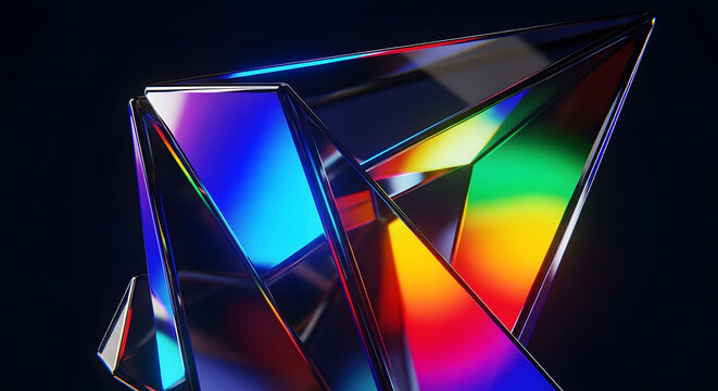 Abstract prism with vibrant colors, a captivating and modern design element