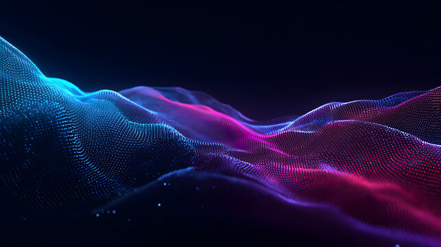 Digital wave particles creating a futuristic technology background