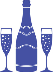 Dynamic black and white wine bottle illustration with bold red accent and abstract elements