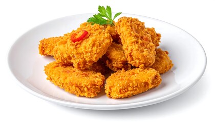 Delicious Crispy Fried Chicken Wings on a White Plate.
