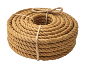 Coiled Manilla Jute Rope Cord Knot Isolated Horizontal View