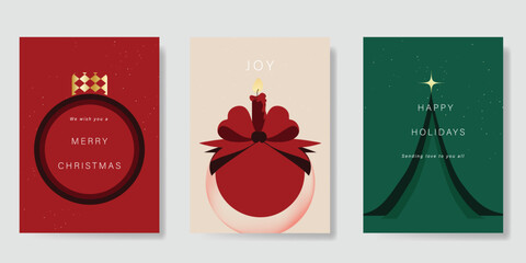 Christmas Luxury gold  invitation card design vector. Red Christmas ornamental on green background. Design illustration for cover, print, poster, ads.