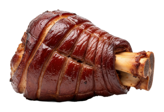 Crispy glazed pork shank kitchen food isolated on transparent background