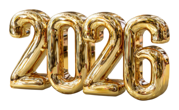 New year countdown 2026 celebration festive environment isolated on transparent background