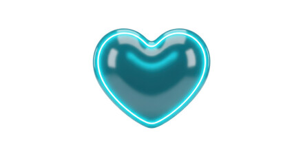 Cyan Neon Heart Shape with Glowing Outline on Black Background Keywords: heart, love, romance, symbol, emotion, shape, neon, glow