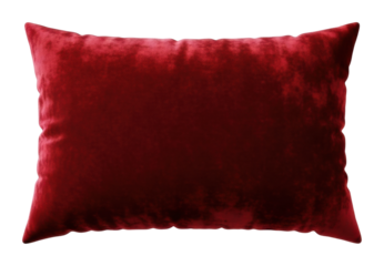 Elegant red velvet pillow home soft textures cozy environment isolated on transparent background