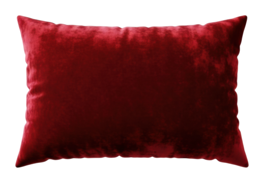 Elegant red velvet pillow home soft textures cozy environment isolated on transparent background