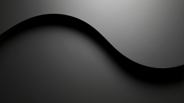 Smooth curve shadow minimal abstract wave shape black background texture soft light gradient modern minimal design elegant s curve form monochrome abstract art subtle shadow depth clean header