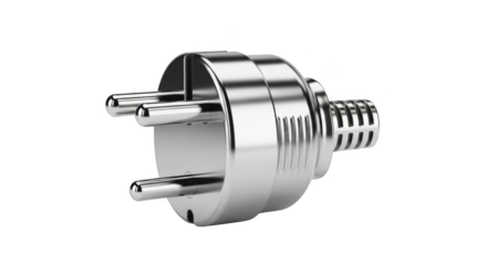 Gleaming Silver Electrical Plug with Three Pins and Textured Grip power connector three pin plug