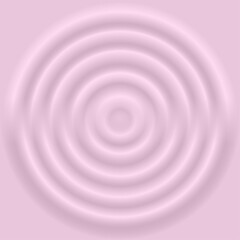 Yogurt strawberry background with concentric cream waves in soft pink color. Smooth milky texture resembling ripples in dairy product. Sweet dessert backdrop. Realistic vector illustration.