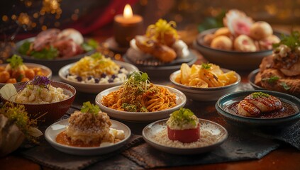 Sweet delicious cupcakes with cream and fresh fruit on a catering table