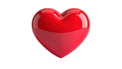 Glossy red heart on black, symbol of love and affection