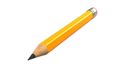 Yellow, sharpened pencil with eraser isolated on a black background